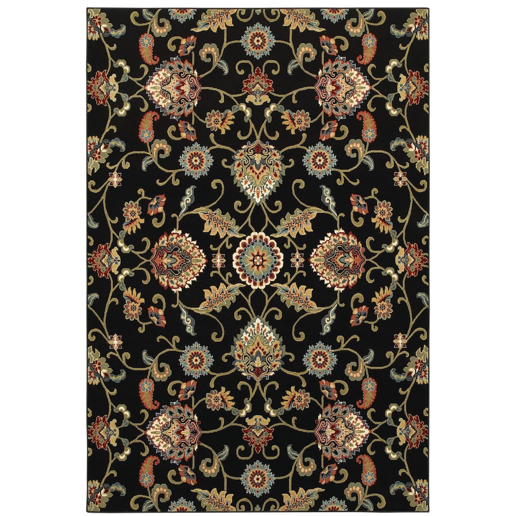 Hazebrouck Black Various Colors Floral Oriental Casual Area Rug