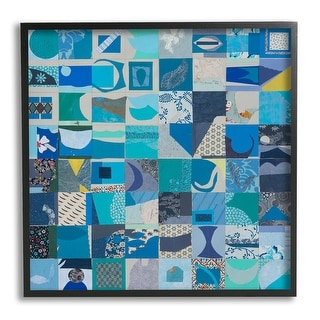 Stupell Blue Patchwork Abstraction Framed Giclee Art Design by Pamela ...