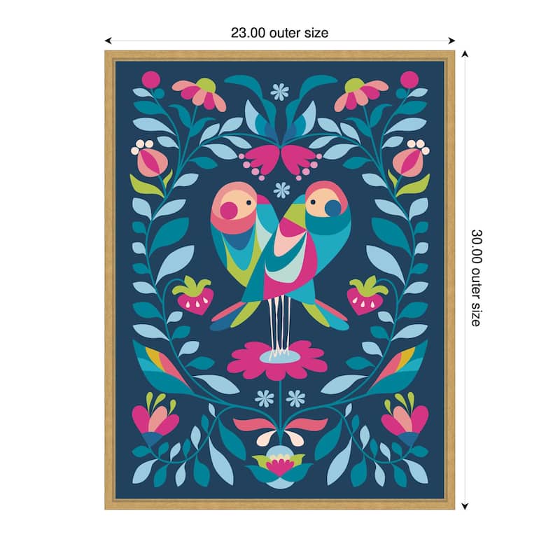 Kate and Laurel Sylvie Love Birds Framed Canvas by Rachel Lee