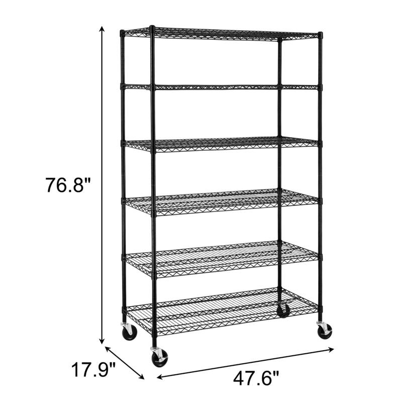 Liam 6-Tier NSF Certified Wire Shelving Unit Rack with Adjustable Shelving and Includes Wheels