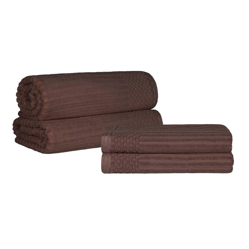 Superior Ribbed Cotton Absorbent Heavyweight Bath Sheet and Bath Towel Set