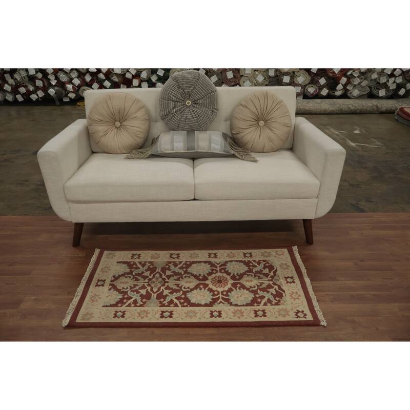 Hand Knotted Oriental 100% Wool Carpet Traditional All-Over Oranges & Rust Ziegler Area Rug - 3' 9'' X 2' 0''