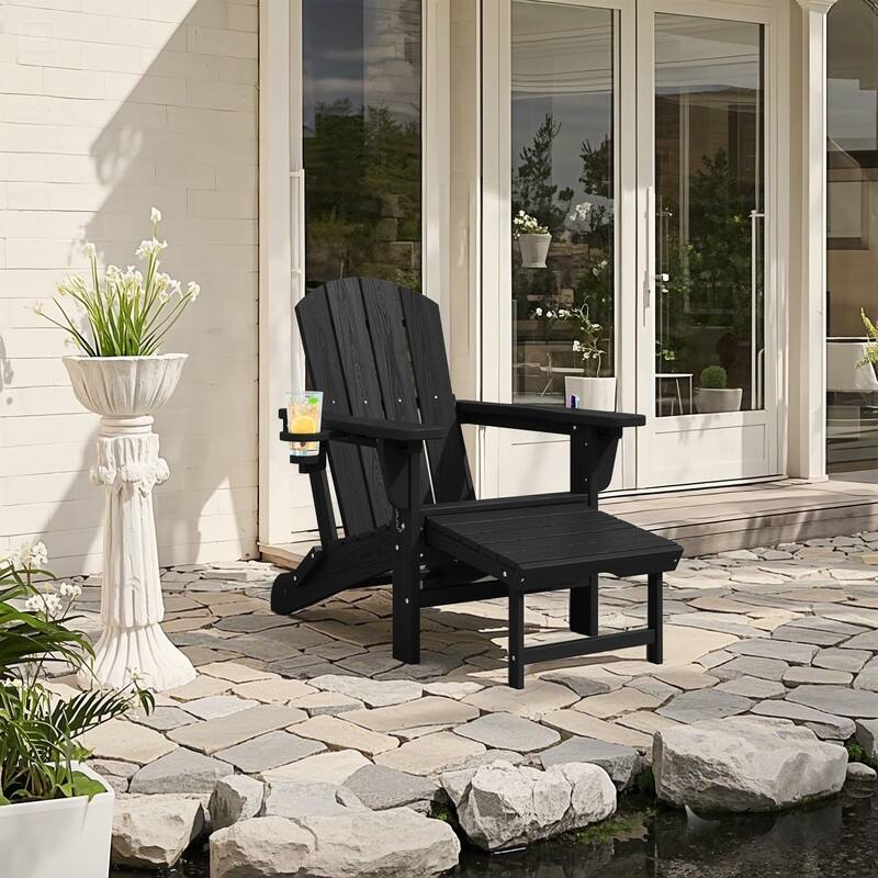 Folding Outdoor Chair with 3-Position Reclining Backrest & Telescoping Footrest