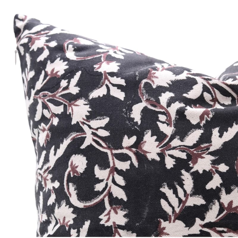 Fabdivine Hand Block Print Pillowcase in Cotton for Hotel Floral Cushion Cover Farmhouse Throw Décor, Coastal Tulip