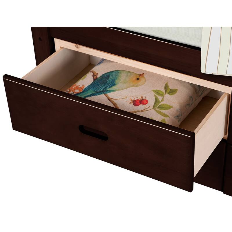 Twin Size Platform Storage Bed Solid Wood Bed with 6 Drawers