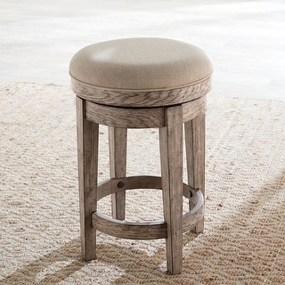 City Scape Burnished Beige Upholstered Swivel Console Stool - Width 17" x Depth 17" x Height 25"