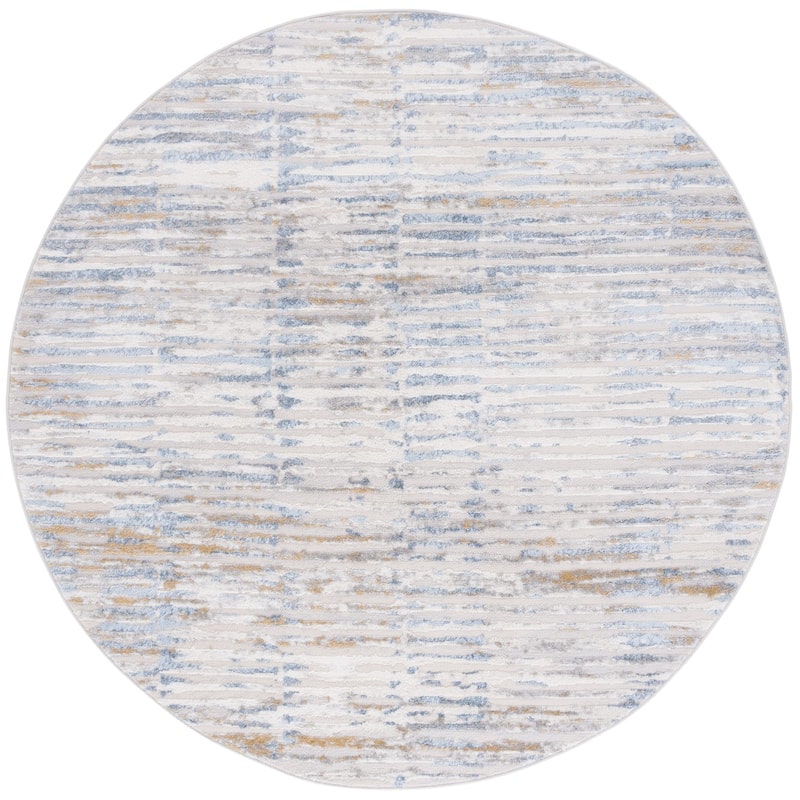 SAFAVIEH Palma Argie Modern Abstract Rug - 6'7" Round - Grey/Blue