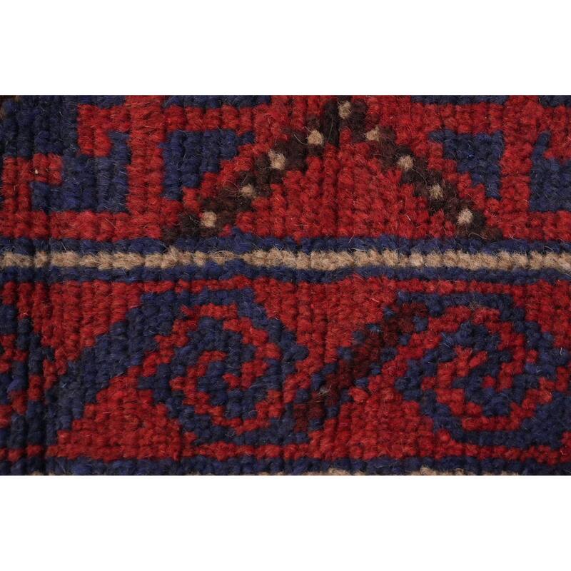 Hand Knotted Oriental 100% Wool Carpet Traditional Tribal Navy Blue & Blues Balouch Runner Rug - 8' 1'' X 2' 0''