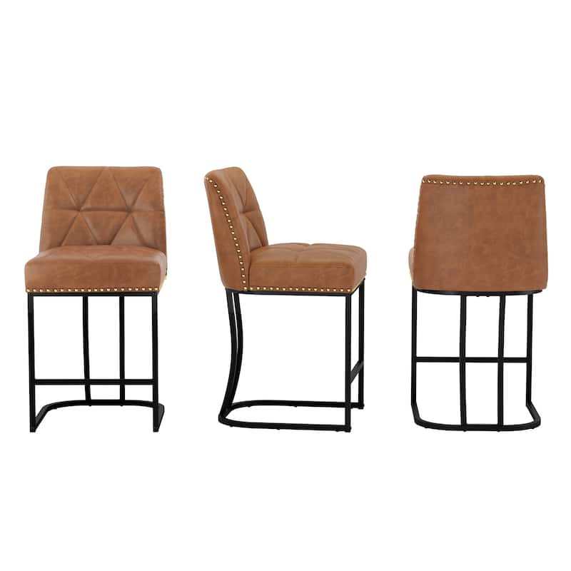 Modern 26.in Armless Barstool Metal Frame Low Back Counter Height Upholstered Bar Stool
