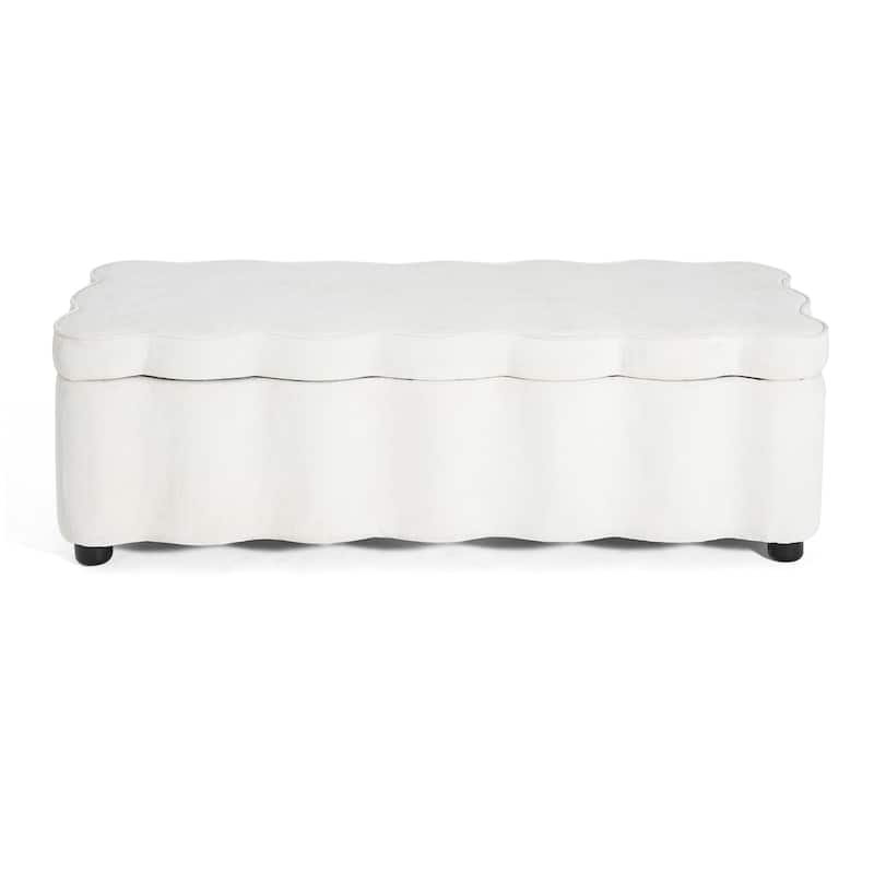 Christopher Knight Home - Milan Modern Velvet Storage Ottoman with Scalloped Design