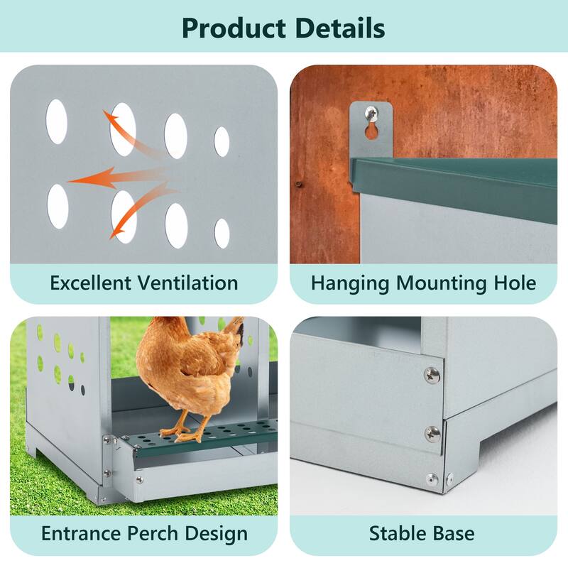 6-Compartment Roll Away Chicken Nesting Box - Egg Laying Box, Green