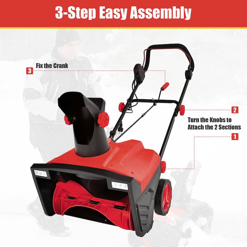Costway 20'' Electric Snow Thrower 120V 15Amp Snow Blower with - See Details