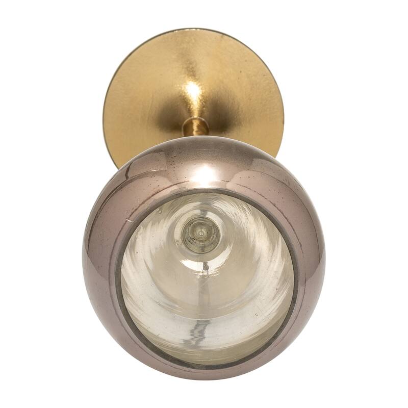 Glass Metal Stem Curved Globe Candle Holder