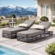 Option 3-Piece Brown Wicker Beige Cushion w/ Table