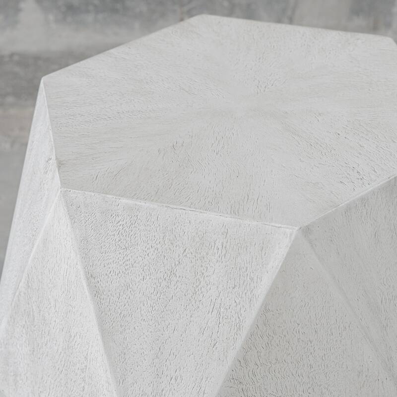 Sunburst Top Geometric Side Accent Table - 18" - White