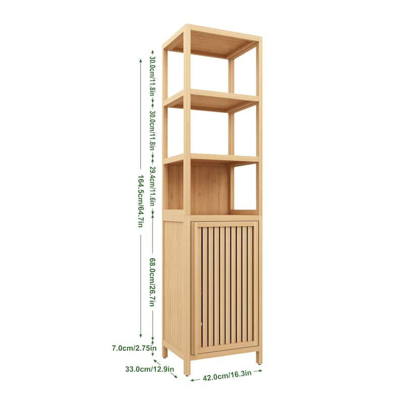 Freestanding Linen Tower Cabinet for Living Room, Kitchen, Bathroom Organizer