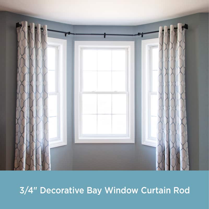 Kenney® Mission 3/4" Decorative Bay Window Curtain Rod, 78-144", Black