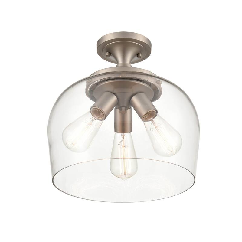 Millennium Lighting Ashford 3 Light Semi-Flush Ceiling Fixture in Multiple Finishes with a Clear Glass Shade