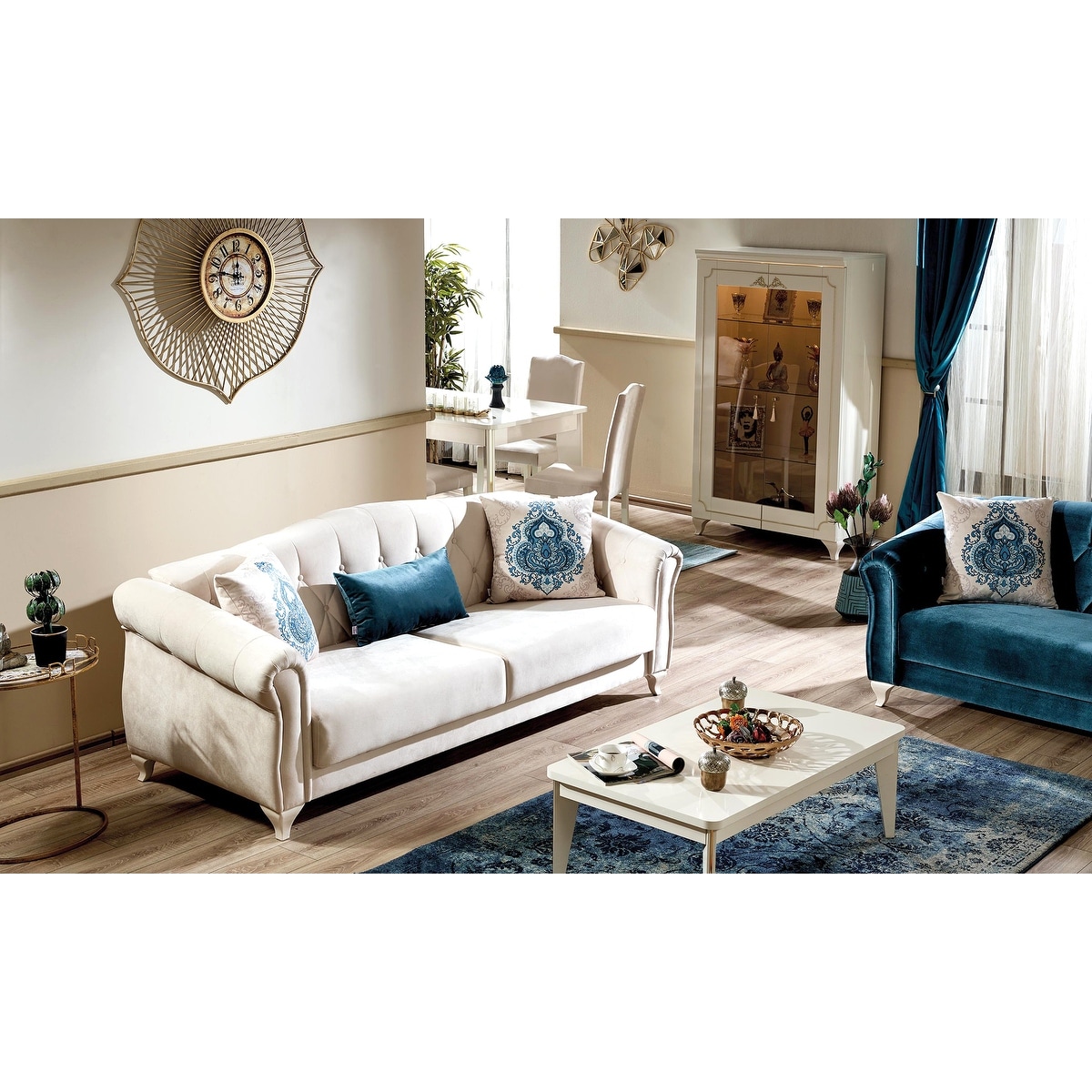 DiscountWorld Florissa Convertible Sofa Sleeper ( Ivory White)