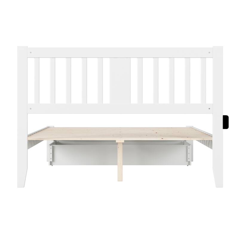 Bed with Foot Drawer & USB Charger - Grey - 80x60x38 - Storage Bed