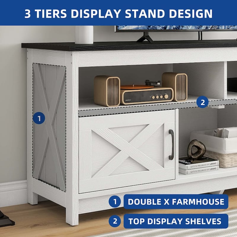 Moasis Farmhouse 59" TV Stand Media Console Entertainment Center with Storage Cabinets and Shelves