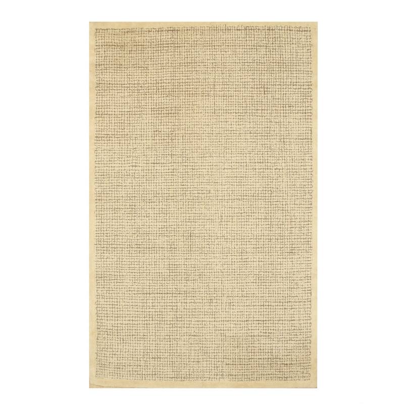 Ivory Hand-Tufted Wool Transitional Timothy Rug, 5' x 8', Soft Neutral Modern Design - L
