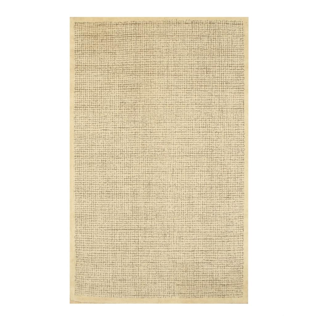 Ivory Hand-Tufted Wool Transitional Timothy Rug, 5' x 8', Soft Neutral Modern Design - L
