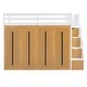 preview thumbnail 3 of 18, White Twin Size Solid Wood Modern Loft Bed with Two-Tone Storage Stairs and Pull-Out Wardrobes
