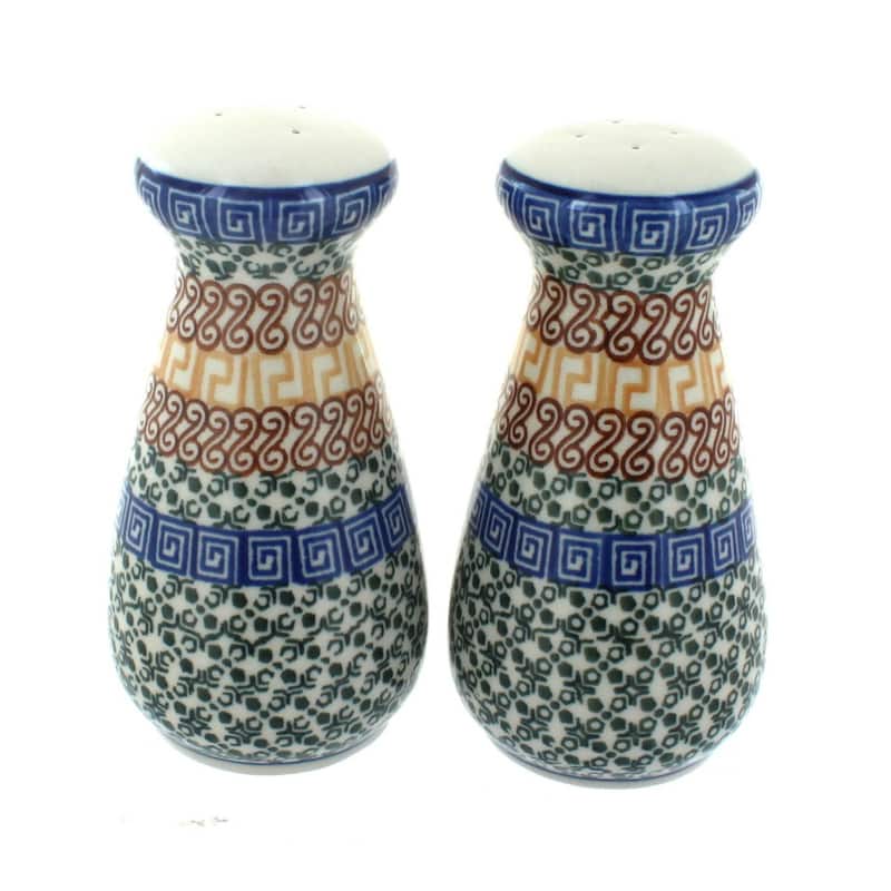 Blue Rose Polish Pottery 528-977 Ceramika Salt & Pepper Shakers - Athena