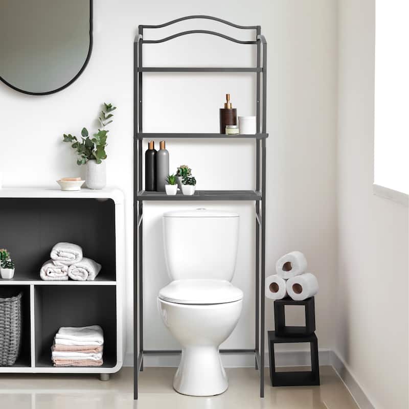 Household Essentials 2-Tier Metal Wall Mount Bathroom Storage Rack