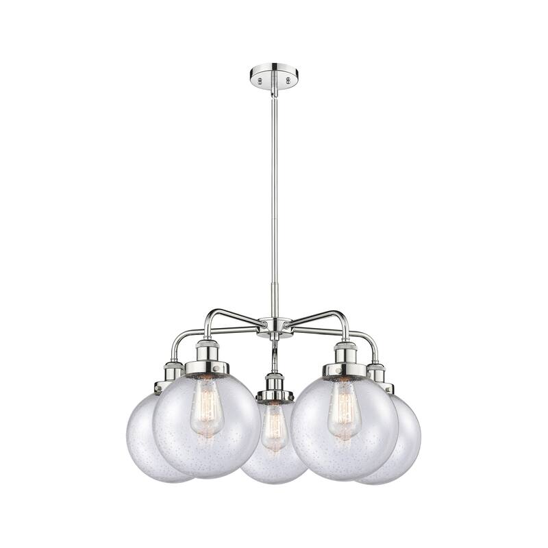 Innovations Lighting Beacon - 5 Light 26" Stem Hung Chandelier - Polished Chrome/Seedy