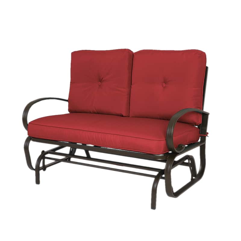 Kozyard Cozy Two Rocking Love Seats Glider Swing Bench/Rocker - Burgundy