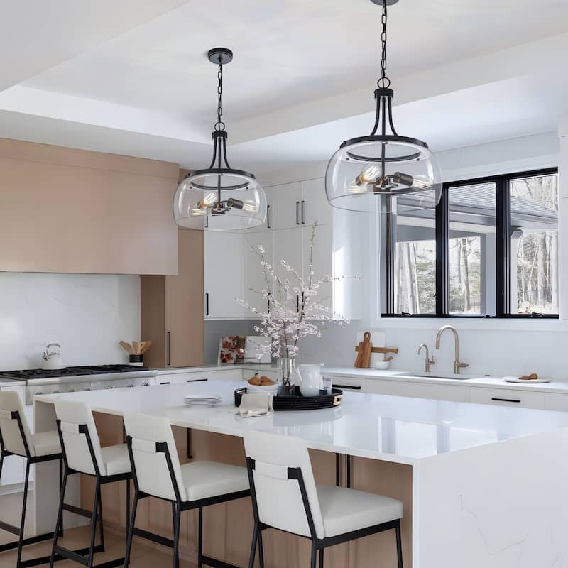 Starsky 1/3-Light Modern Clear Glass Dome Pendant Light