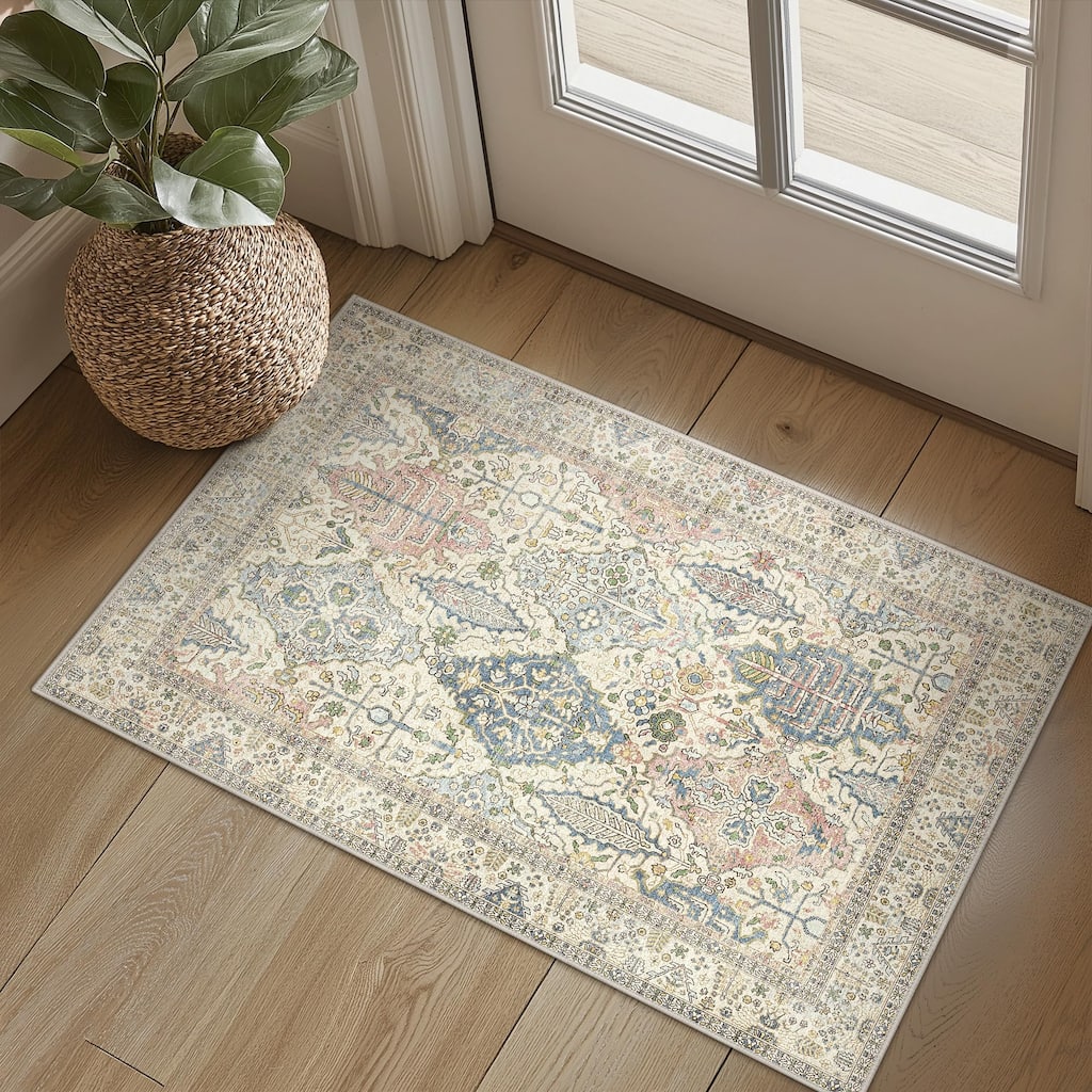 Mcow Modern Machine Washable Low Pile Lightweight Soft Print Area Rugs - 8'X10'