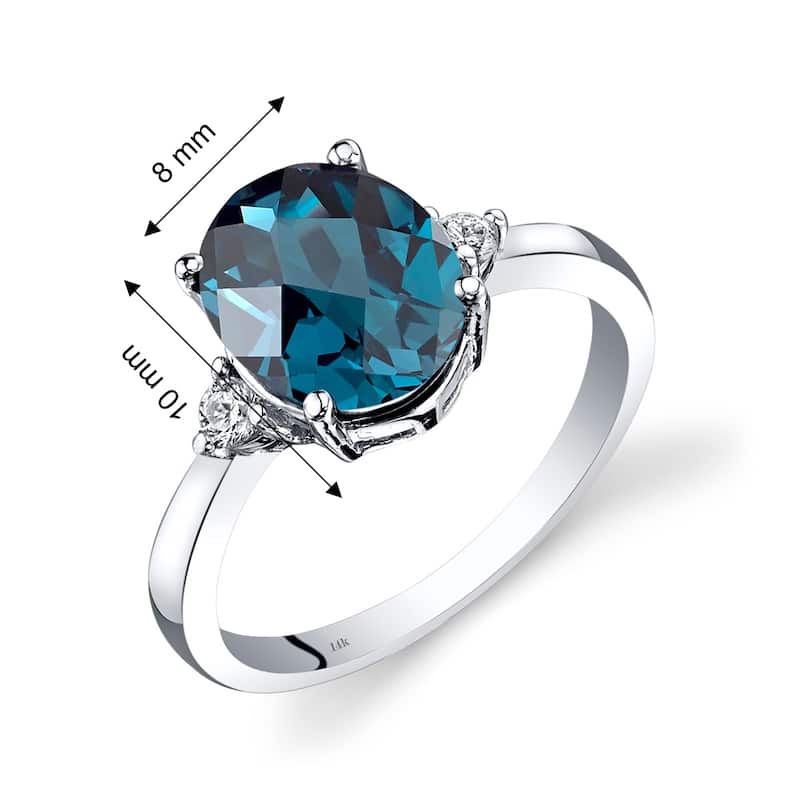14k White Gold 2.75ct London Blue Topaz and Diamond Ring