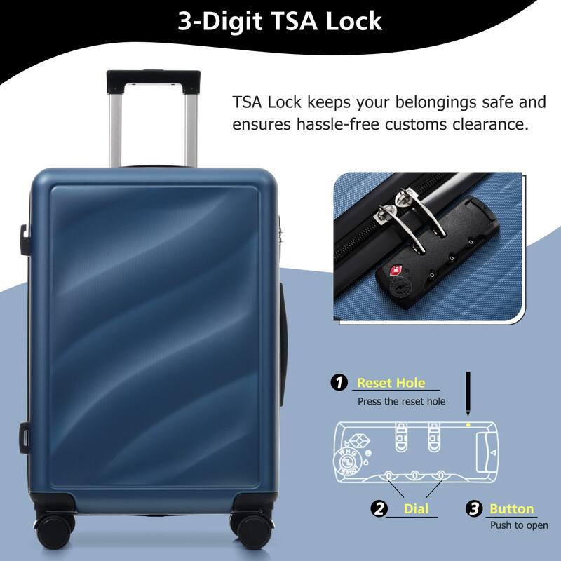 Luggage Set 3 Piece, Lightweight Durable ABS Suitcases with Spinner Wheels and TSA Lock, Carry-on & Checked Travel Luggage