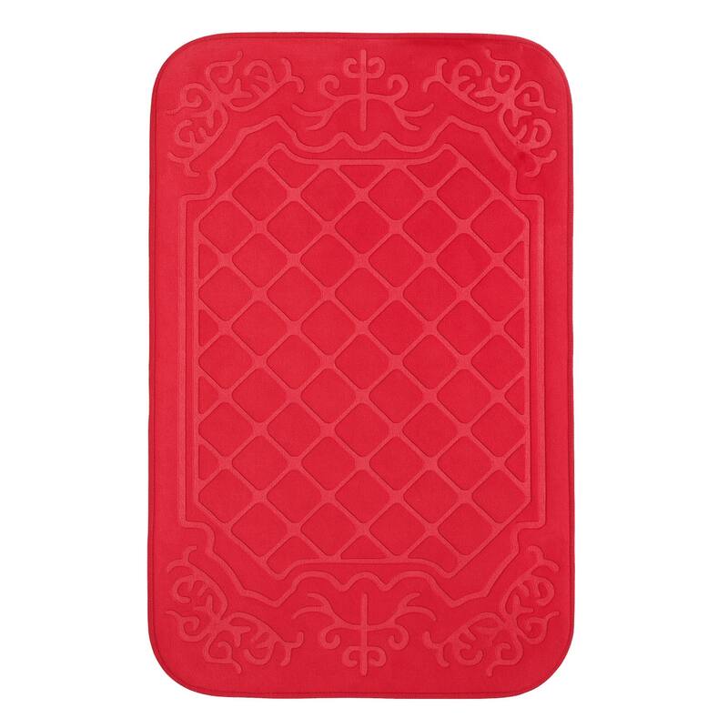 3 Piece Red Ultra Soft Thick Memory Foam Non-Slip Absorbent Bathroom Bath Mat Set