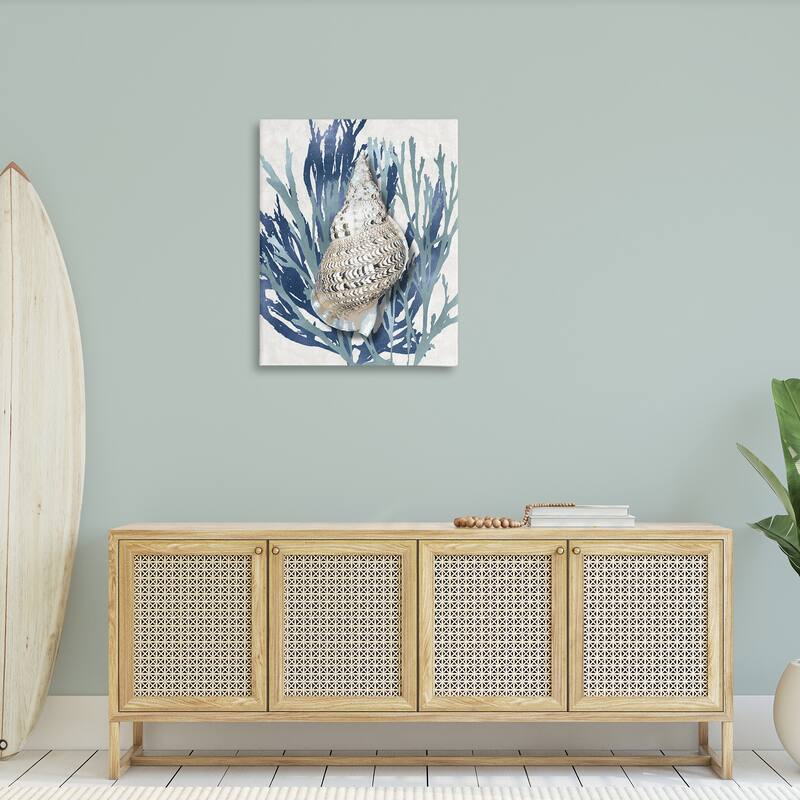 Stupell Shell Coral Blue Beach Design Canvas Wall Art