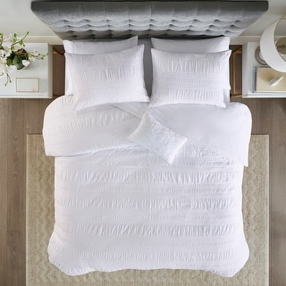 White Cotton Seersucker Duvet Cover Set