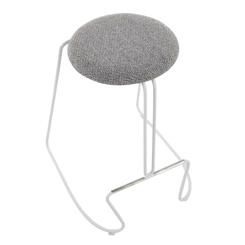 Finn Counter Stool in White Steel and Charcoall Fabric - Set of 2 - 19.5"Lx18"Wx25.75"H