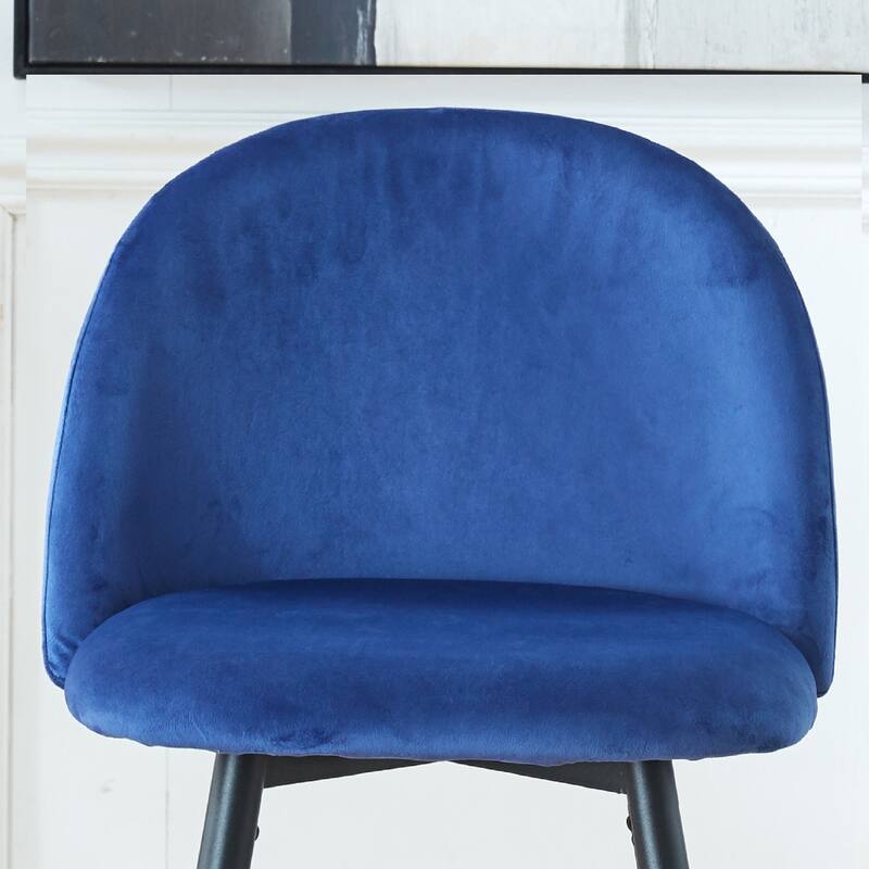 Velvet Bar Stool Set of 2, Counter Bar Height Chair with Metal Legs, Upholstered Kitchen Island Chair with Footrest