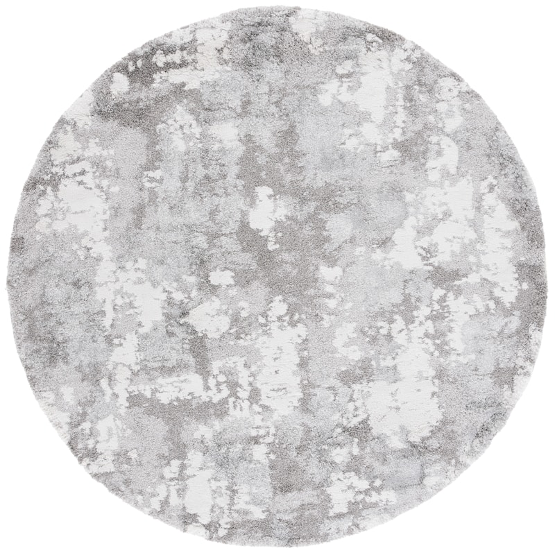 SAFAVIEH Century Finie Contemporary Rug - 6'7" Round - Grey/Ivory