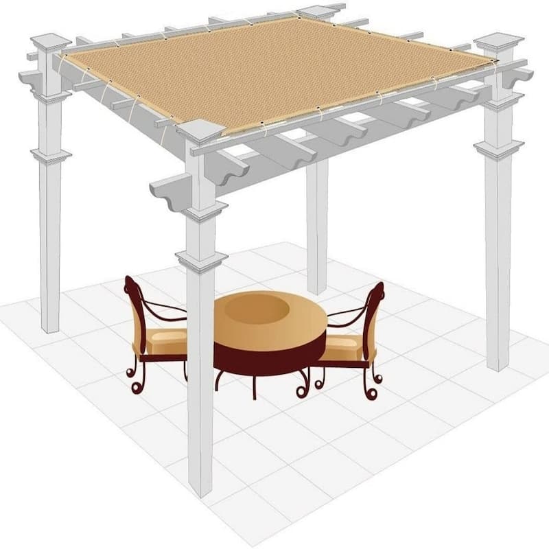 Shatex 12 ft. x 16 ft. 90% Shade Cloth Sunblock Fabric Cut Edge with Grommets UV Resistant , Beige