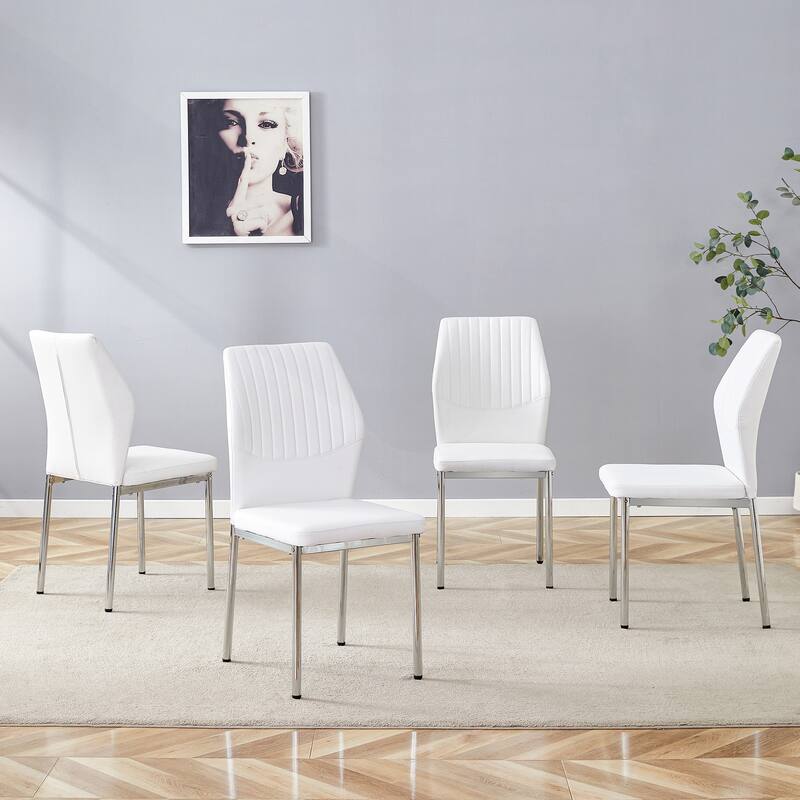 Luxurious Ergonomic Dining Chair Set - Stylish and Comfortable - White and Silver