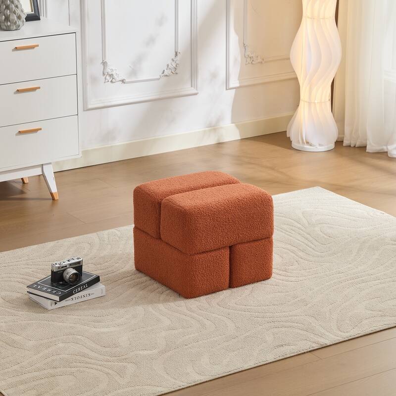 SEYNAR Modern 16.5''Faux Sherpa Square Cube Otttoman