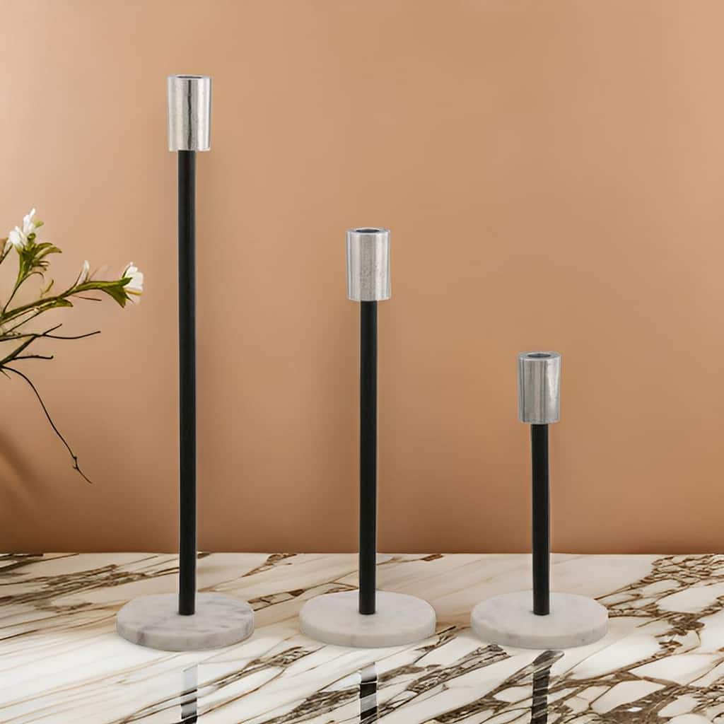 Ricco Tabletop Accent Decoration Set of 3, Black, Elegant Silver Metal