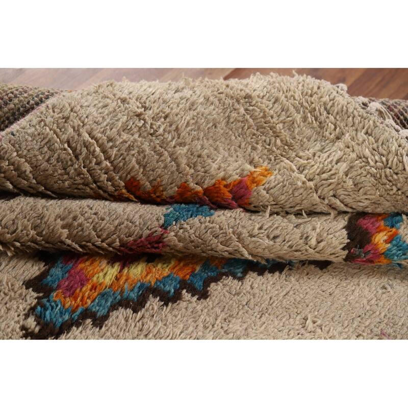 Geometric Plush Moroccan Area Rug Handmade Wool Carpet - 5'8" x 8'6"