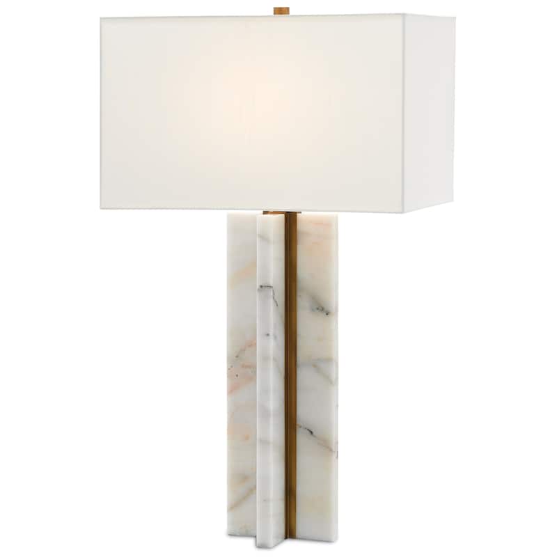 Currey & Company Khalil Marble Table Lamp - 32.5"h x 19"w x 12"d