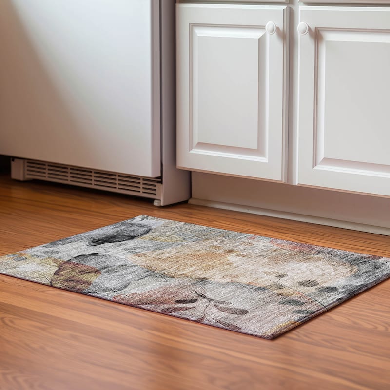 Premium Washable Super Soft Modern Floral Mayfield Rug - Terracotta - 1' 8" x 2' 6" - Rectangle