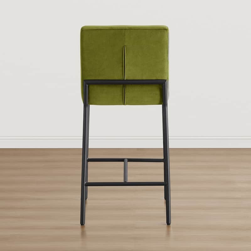 Spruce & Spring Velvet Tufted Counter Bar Stool with Metal Frame